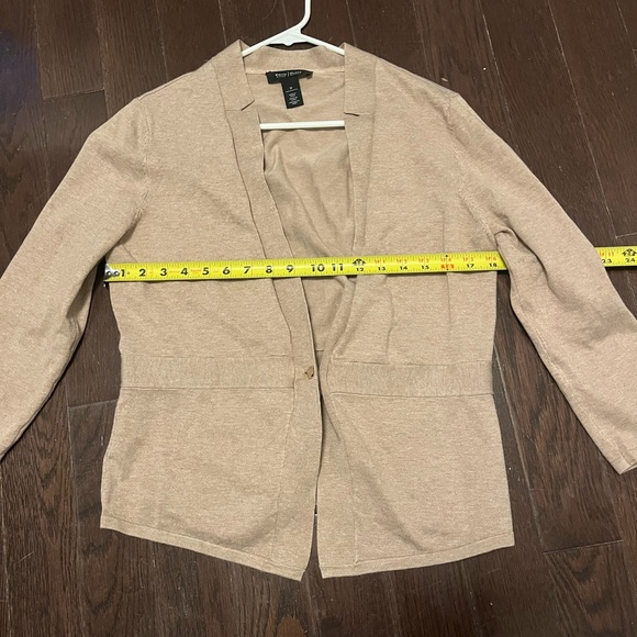 White House Black Market Tan One Button Cardigan Med - Picture 5 of 6
